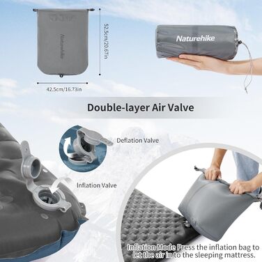 Надувний килимок для сну Naturehike Ultralight, надувний килимок для кемпінгу 3.5R, міцний, портативний килимок для сну, одномісний надувний матрац для трекінгу, пішого туризму, альпінізму, походів, стиль мумії - чорний стандарт