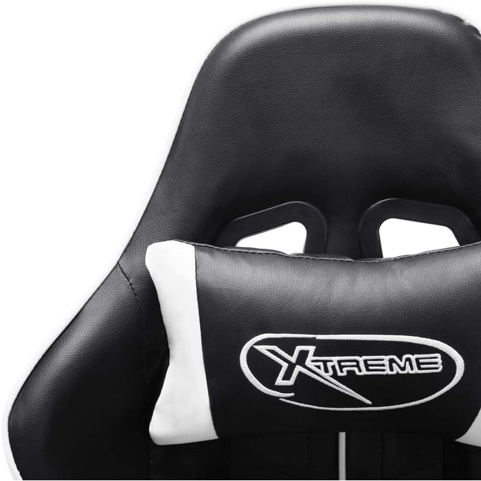 Ігрове крісло чорно-біле зі штучної шкіри