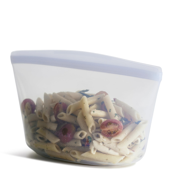 Силіконові пакети Stasher Bowl преміум-класу, багаторазові для їжі, миска на 6 чашок, прозорі, міцні, придатні для використання в духовці, посудомийній машині та морозильній камері, екологічно чисті, не протікають, ланч-пакет, 1419 мл