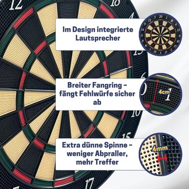 Найкраща спортивна електронна мішень для дартсу Oxford Evolution I зі світлодіодним дисплеєм, включаючи 12 дротиків та 42 запасні наконечники 1-16 гравців 27 ігор - 159 варіацій