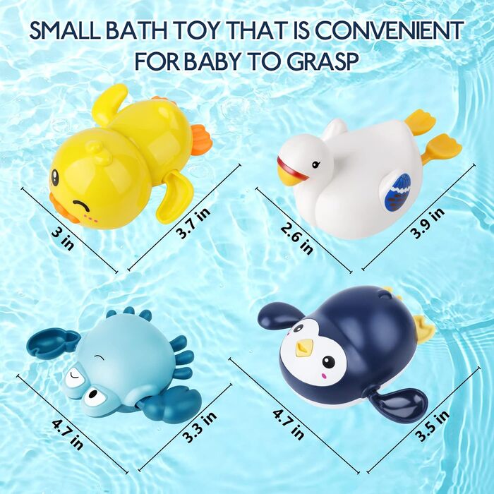 Дитячі іграшки для купання, заводні іграшки для купання 4 упаковки для дітей, іграшки для ванни, іграшки для купання для дітей, хл