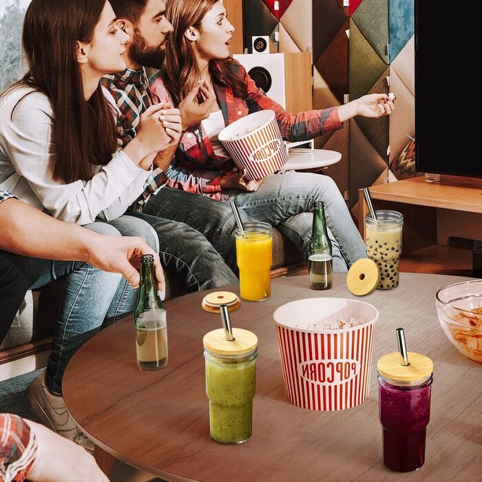 Чашки для бульбашкового чаю ALINK 2 упаковки 650 мл, багаторазова чашка для смузі, дорожня пляшка Boba Cup, окуляри Highball, скля