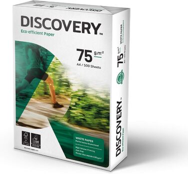 Офісний папір Discovery A4 Value - білий 5 x 500 аркушів 5 розгорток (2 500 аркушів) - 1 x коробка 75 г/м