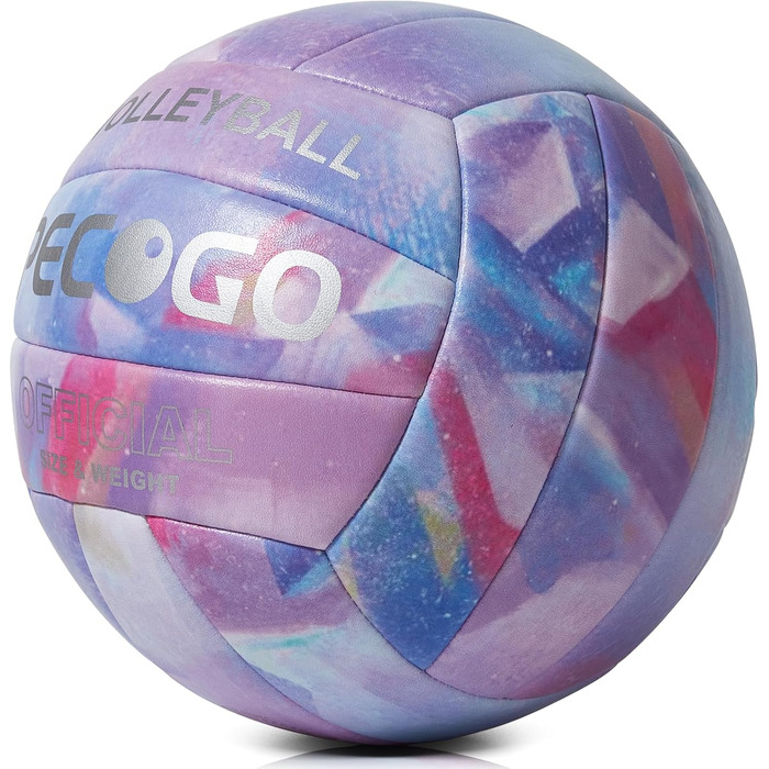 Волейбольний м'яч Тренувальний, Розмір 5, М'яка штучна шкіра, Фіолетовий, Для приміщень та вулиці, Для початківців та дорослих