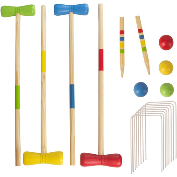 Дерев&39яний набір для крокету, гра в крокет для 4 гравців, діти та дорослі, гра в крокет на свіжому повітрі, розвага для хлопчиків та дівчаток від 3 років (різні)