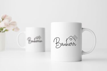 Кухоль для домовласників 2025, 2026, власний будинок, церемонія завершення будівництва, заселення, будівельний майданчик, день народження, будинок мрії, будівництво будинку, новий дім, ідея подарунка, подарунок для чоловіків, жінок (білий)