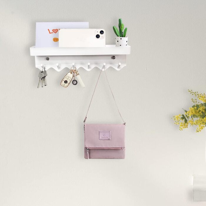 Тримач для ключів Echehi з 6 гачками, 2 способи встановлення, стійка для ключів без свердління Підходить для вхідних груп і за две