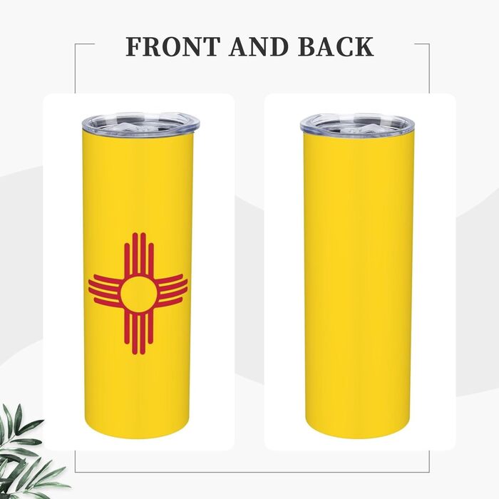 Кухоль з прямою трубочкою, дизайн прапор Нью-Мексико, друкований, дорожній кухоль, підходить для кемпінгу, офісу та дому, 590 мл