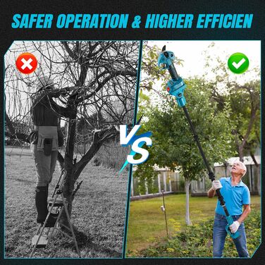 Акумуляторні сучкорізи зі штангою, безщіткові садові ножиці, сумісні з акумуляторами Makita, отвір 50 мм, максимальний діаметр різу 35 мм, ножиці для обрізки саду та дерев, подовження 2 м (акумулятор не входить до комплекту), макс. 35 мм, зі штангою