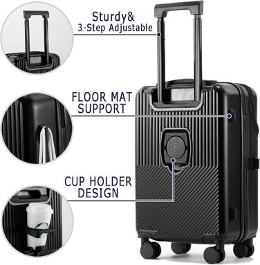 Валіза ручна поїздка з коліщатками 360 та тримачем для напоїв, червона, 20 дюймів