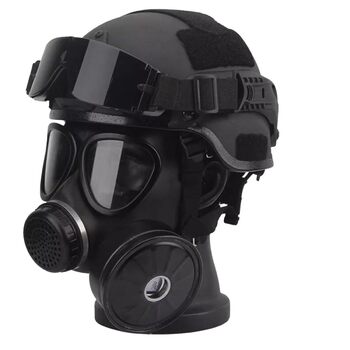 Комплект шоломів-протигазів, шолом з ABS-пластику, протигаз може фільтрувати шкідливі гази та забезпечує кращий захист під час тактичних ігор, чорний
