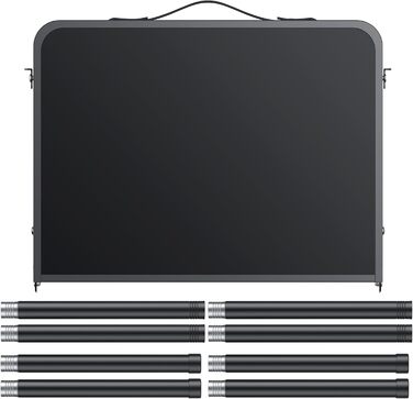 Стіл для кемпінгу JiGiU 60x40 см, складний, з 3 регулюваннями висоти 27 см/51 см/74 см, алюмінієвий каркас, компактний гриль-стіл для саду, кухні, пікніка, використання в приміщенні та на вулиці, стіл-валіза (чорний)