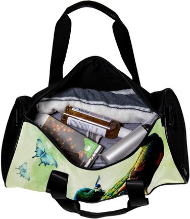 Спортивна сумка, компактна дорожня сумка, сумка для фітнесу та шопінгу (йога, тренування), з дизайном Дерево-Метелик-Павич, сумка для активного відпочинку, ручна поклажа