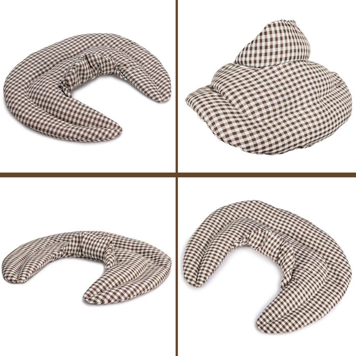 Подушка для шиї зі стійкою, коричнево-біла - подушка зі спельти - подушка для шиї, тепла подушка - подушка зі зерна спельти для шиї та плечей