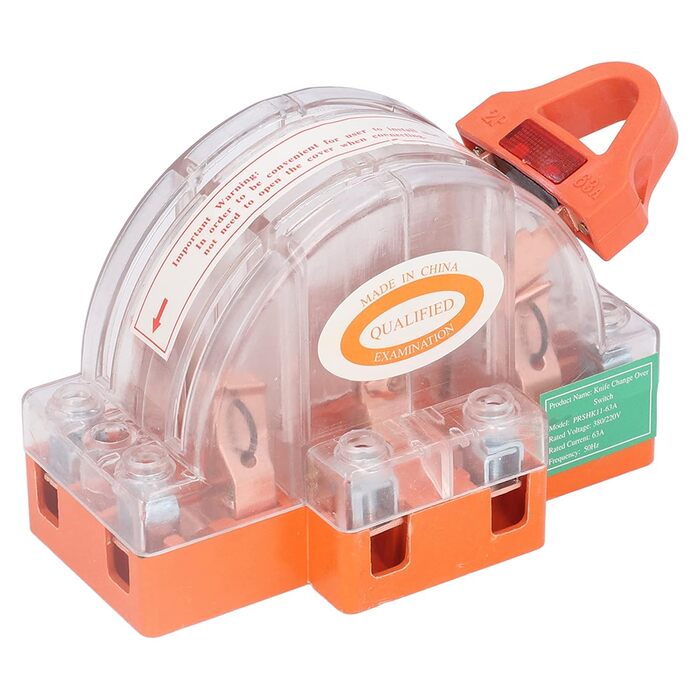 Перемикач ножа-2P 63A Чиста мідь LED двонаправлений подвійний кидок, конструкція монтажного кільця, протиударна конструкція, прозора оболонка, велика рамка, для промислових підприємств