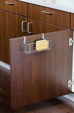 Підвісний кошик WENKO Slim, органайзер для підвішування на дверцятах шаф або шухлядах, металевий кошик, 24 x 11,5 x 10 см, хромований хромований/чорний тонкий