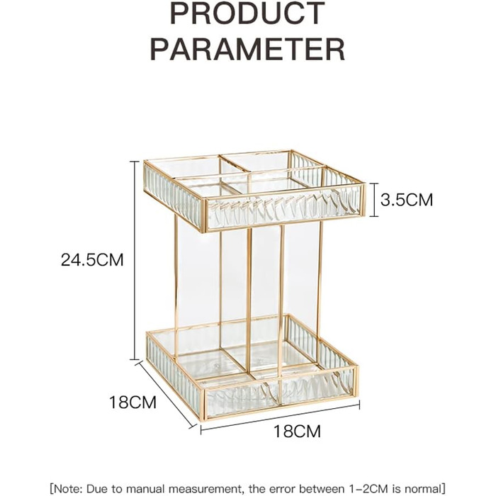 Обертовий косметичний органайзер на 360, органайзер для макіяжу великої місткості, скляні органайзери для догляду за шкірою, для туалетного столика, спальні, ванної кімнати, прозорий