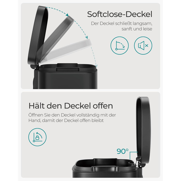 Відро для сміття для кухні, 30 л, відро для сміття, педальне відро для сміття, відро для сміття з кришкою з плавним закриттям і вн