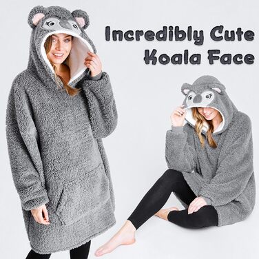 Ковдра CityComfort Oversized Hoodie з рукавами, Oversized Grey Koala