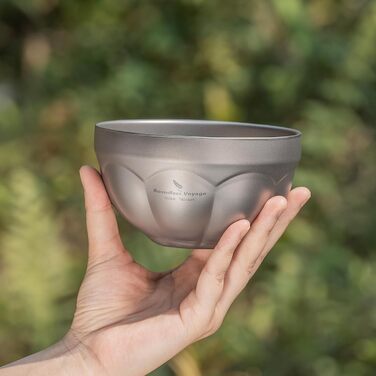 Титанова миска Boundless Voyage з подвійними стінками, для активного відпочинку, кемпінгу, металева миска, надлегка, портативна миска для вівсянки, рису, супу, йогурту, салату (500 мл - Ti1171t) 500 мл - Ti1171t