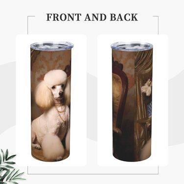 Кухоль з прямою трубочкою, дизайн пуделя, принт, дорожній кухоль, підходить для кемпінгу, офісу та дому, 590 мл