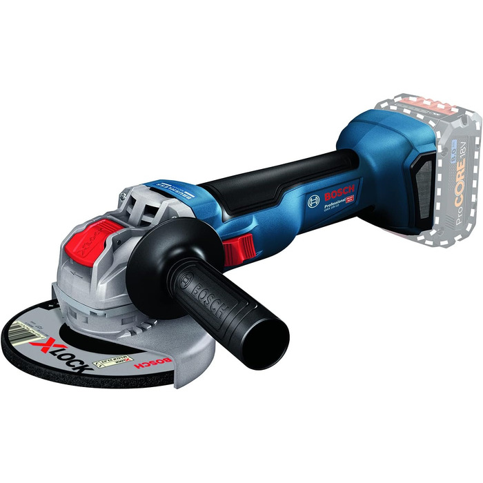 Акумуляторна кутова шліфувальна машина Bosch Professional 18V System GWX 18V-10 з X-LOCK (Ø диска 125 мм, вкл. захисний кожух, дод