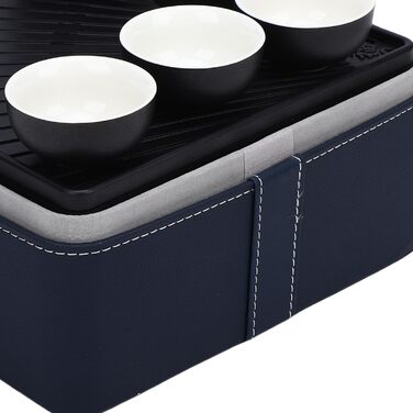 Портативний набір для чаювання в стилі гунфу, керамічний чайник з дорожнім чохлом та чашками для активного відпочинку та офісу