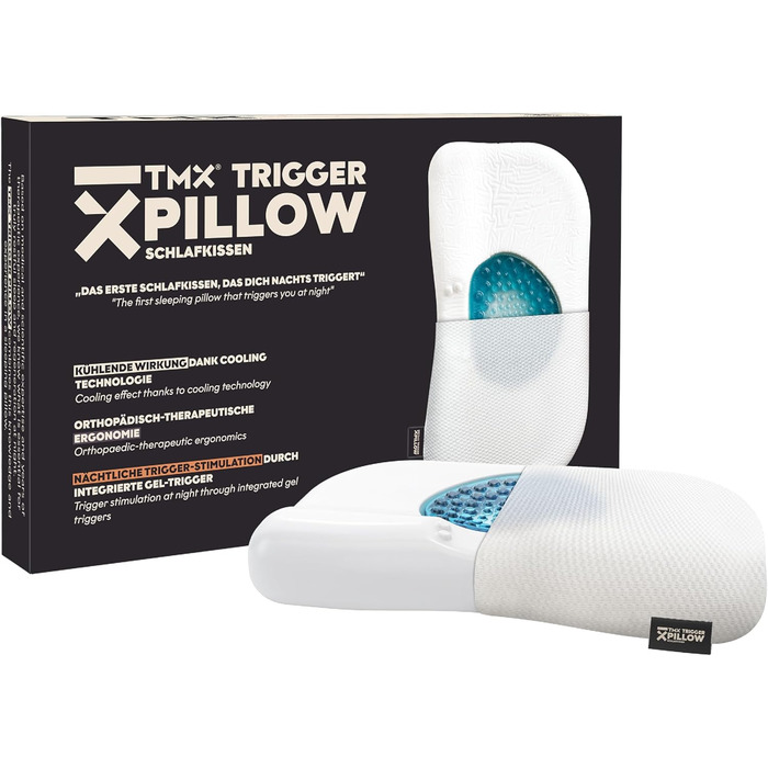 Подушка для підтримки шиї преміум-класу TMX Trigger Pillow Функція легкого охолодження М&39яка стимуляція тригерних точок Ортопедично-терапевтична ергономіка Підходить для всіх положень сну Стандарт Oeko-TEX 100, клас 1