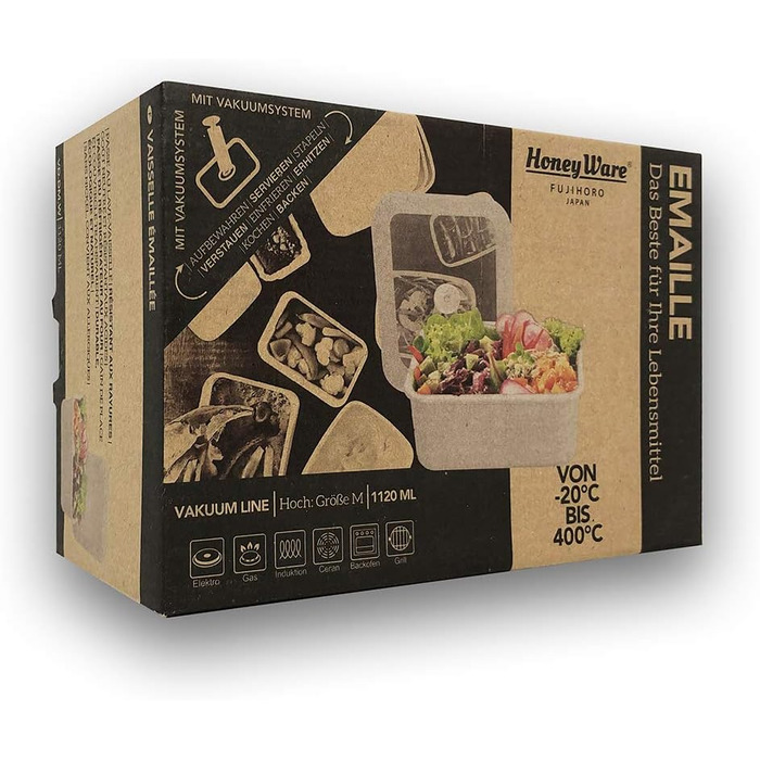 Емальований контейнер для зберігання продуктів у вакуумному герметичному контейнері M 1,12 л 18 x 12 x 8,5 см Зберігає свіжість продуктів значно довше Захищає продукти від бактерій та грибків Вакуумний насос не входить до комплекту