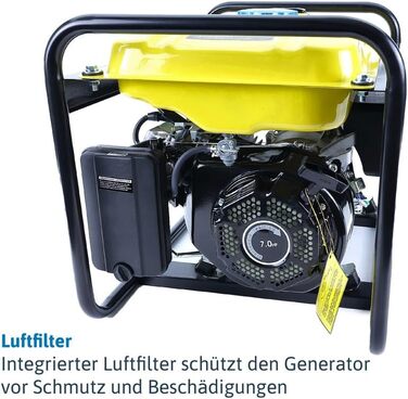 Тихий бензиновий генератор Dnges потужністю 2200 Вт, аварійний генератор з 2 розетками 230 В, час роботи 11 годин, бак 15 л для використання на свіжому повітрі, в кемпінгу, саду, для самостійних проектів з мобільного електропостачання.