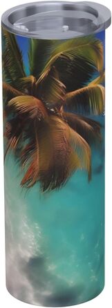 Кухоль з прямою трубочкою, дизайн Карибських островів, дорожній кухоль, підходить для кемпінгу, офісу та дому, 590 мл