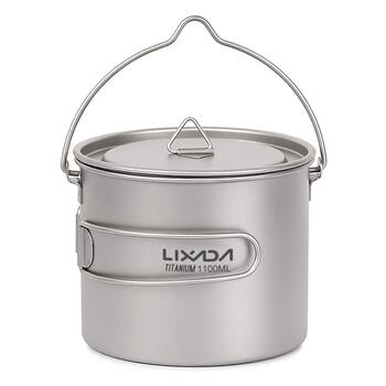 Титановий горщик для кемпінгу, надлегкий титановий горщик/чашка для води об&39ємом 750 мл / 900 мл / 1100 мл з кришкою та складною ручкою для кемпінгу на природі
