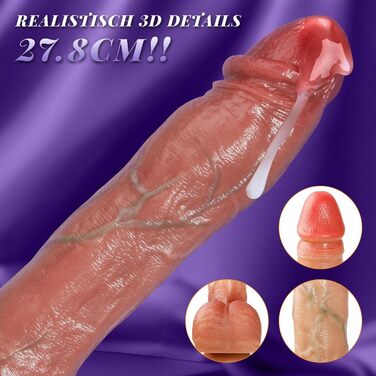 Реалістичний вібратор DVG для жінок, 27,8 см, з 7 режимами поштовхів і 10 вібраційними режимами, силіконовий, присоска