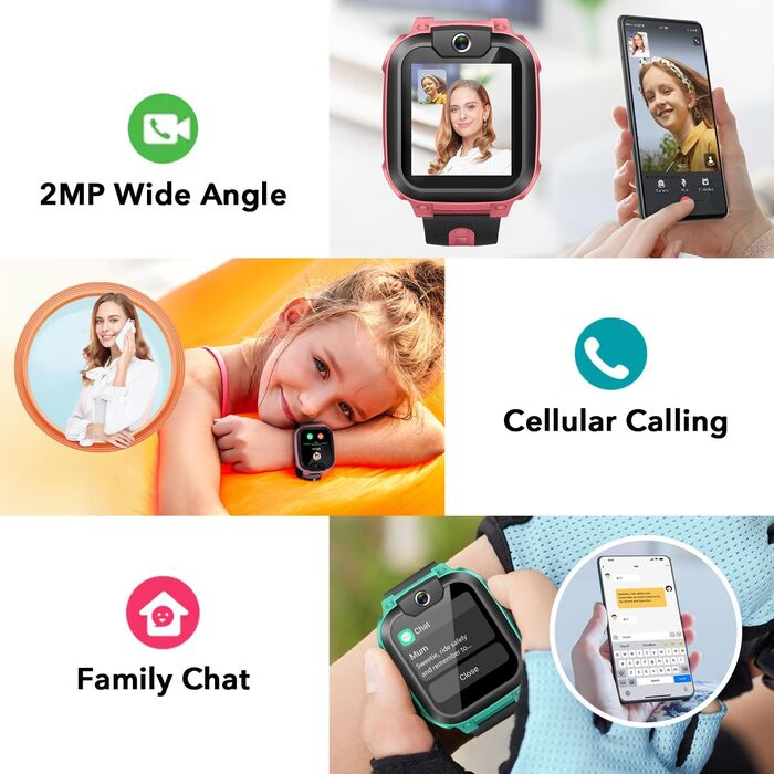 Дитячий смарт-годинник з GPS та телефоном, Дитячий смарт-годинник з GPS, Дитячий смарт-годинник з тривалим відео- та телефонним зв&39язком, Водонепроникний IPX8 (зелений) Зелений Z1, 1