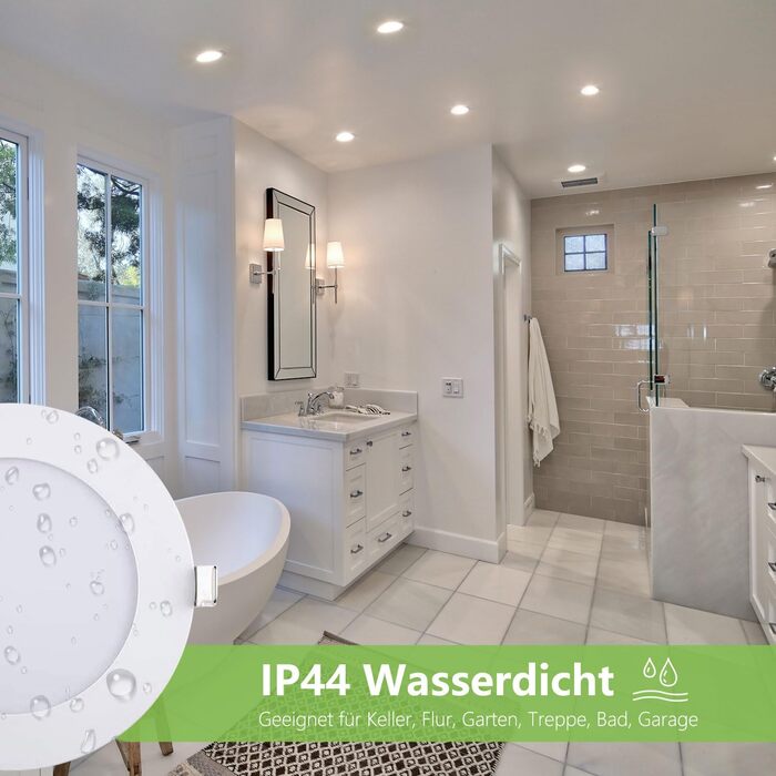 Світлодіодні вбудовувані точкові світильники Greenclick 5 шт. 230В, 9Вт 720LM Стельові точкові світильники з регулюванням яскравості, 11мм ультраплоскі вбудовувані світильники з трансформатором IP44 Світлодіодні точкові світильники для ванної, кухні, віта