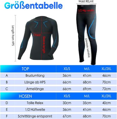 Чоловіча функціональна білизна, дихаюча лижна білизна, комплект довгої термобілизни для мотоциклізму, бігу, велоспорту, футболу, катання на лижах, чорний/синій, XL-XXL