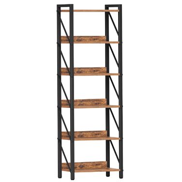 Книжкова полиця HOOBRO, стояча полиця, полиця-драбина, окремостояча вузька полиця, офісна полиця, 6 ярусів, відкриті полиці, для вітальні, спальні, офісу, кухні, рустикальний коричневий та чорний EBF72SJ01 42 x 28 x 161,5 см Рустикальний коричневий чорний