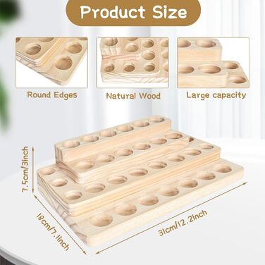 Підставка для ефірних олій Dokeno, дерев&39яна 4-рівнева підставка для зберігання ефірних олій з 31 отвором, органайзер для зберігання лаку для нігтів, ароматичних олій, парфумів, косметики, 31 x 18 x 7,5 см