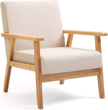 Крісло Mingone, м&39яке коктейльне крісло, скандинавське крісло-гойдалка, сучасний одномісний диван, масив дерева, для вітальні, спальні, бежевий, 64,5x67x73,5 см, бежевий, 1 предмет, комплект