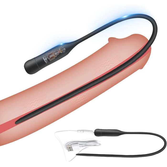 Гнучкий уретральний вібратор BDSMYEE для чоловіків, 355 мм, силіконовий, 10 режимів вібрації, стимуляція простати та уретри