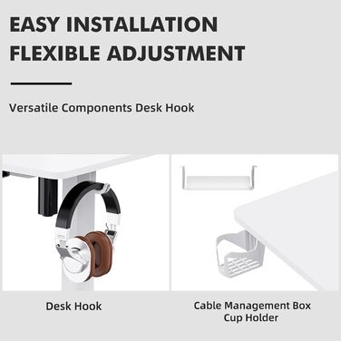 Стіл з регульованою висотою 140x70 см, швидка зарядка USB-A/Type C, електричний стіл з пам&39яттю нахилу та функцією відскоку (70119 см) 140x70 см білий