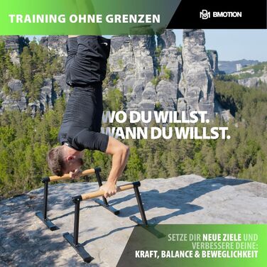 Дерев&39яні паралети Mller & Blum, включаючи бандажі для зап&39ястя, високоякісне гімнастичне та калістенічне обладнання для використання в приміщенні та на вулиці, нековзні ручки для віджимань, силові тренування з грифом, стійка на руках, турніки для від