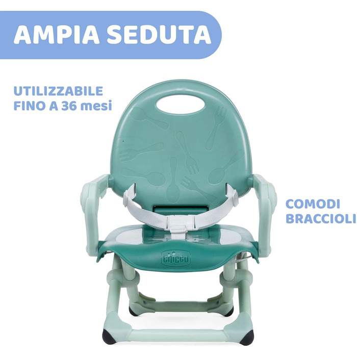 Сидіння-бустер Chicco Pocket Snack для дітей від 6 місяців до 3 років 15 кг, портативний і регульований дитячий стільчик для годув