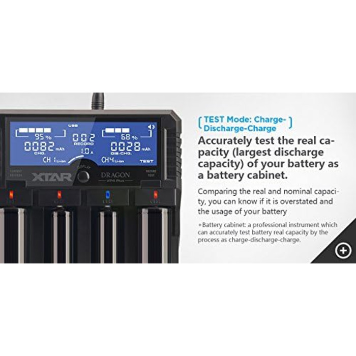 Зарядний пристрій XTAR VP4 Plus Dragon для літій-іонних, нікель-металгідридних та 3s акумуляторних блоків, чорний 5