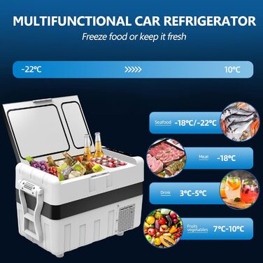 Компресорний холодильний ящик автомобільний 40 л, електричний кемпінговий холодильник 12В 230В з морозильною камерою, двозонний хо
