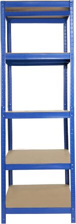 Міцний стелаж Ribelli, 180 x 90 x 60 см (В x Ш x Г), вантажопідйомність до 875 кг, 5 регульованих полиць, підвальний стелаж, стелаж для зберігання, стелаж без ригелів, металевий стелаж, синій