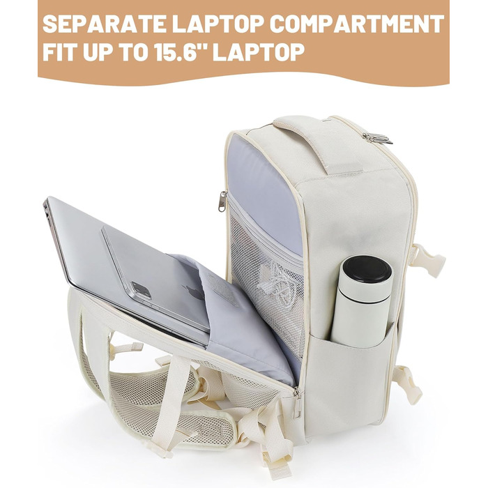 Рюкзак для ручної поклажі Ryanair 40x20x25, поклажа під сидінням, максимальний розмір поклажі для подорожей у салоні, сумка для перельоту, сумка для багажу на вихідні з плечовим ременем, сумка-дама, спортивна сумка - 20 л, колір слонової кістки 40x20x25 с