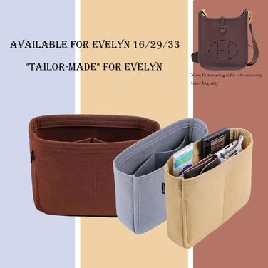 Вставка-органайзер для сумки, вставка-сумка, роздільник для сумки Hermes Evelyne 16/29/33 ((S(5.924.7), Beige)) (S(5.924.7) Beige)