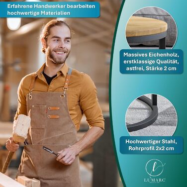 Набір журнальних столиків з 2 шт. , виготовлений з масиву дуба та сталі, Ручна робота в Європі, Журнальний столик, Стіл для вітальні, Журнальний столик, Чорний, Круглий, Ø50x43 см / Ø40x38 см Ø50x43 см / Ø40x38 см Дуб, Чорний