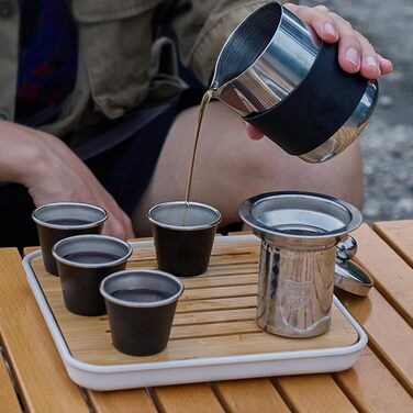 Набір для чаю Мандрівний затишок портативний набір з нержавіючої сталі з дорожніми чашками, набір для чайної церемонії в стилі кунг-фу для рюкзаків, кемпінгу, походів та подорожей
